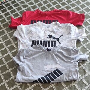 Puma Kids' Red, White, and Gray Logo T-Shirts Sized 12-8